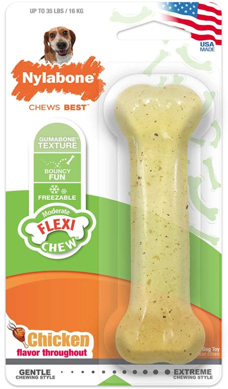 1 count Nylabone Flexi Chew Bone Chicken Flavor Wolf