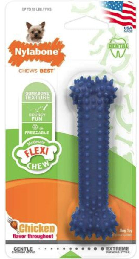 1 count Nylabone Dental Chew Bone Chicken Flavor Petite