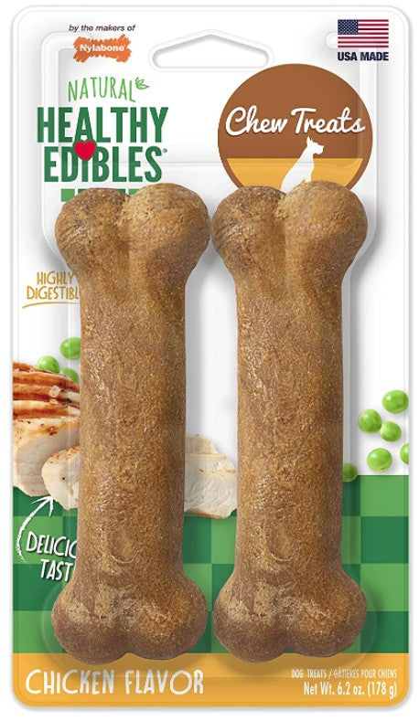 2 count Nylabone Healthy Edibles Chews Chicken Wolf