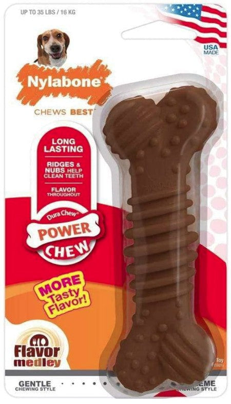 Wolf - 1 count Nylabone Dura Chew Power Chew Bone Flavor Medley