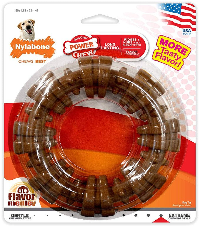 1 count Nylabone Dura Chew Textured Ring Flavor Medley