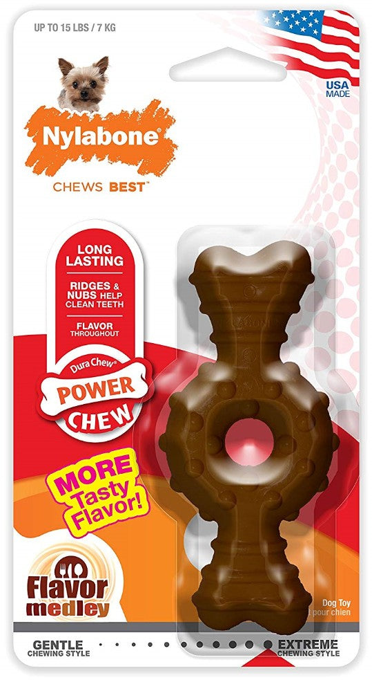 1 count Nylabone Dura Chew Power Chew Flavor Medley Textured Ring Bone Petite