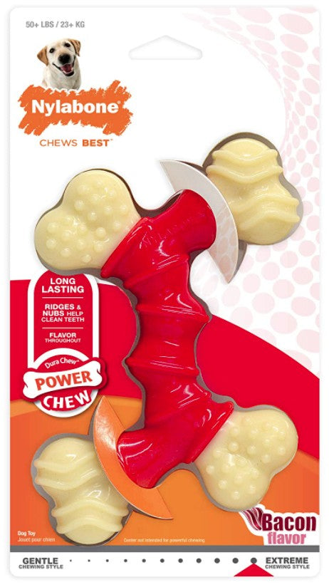 Souper - 1 count Nylabone Dura Chew Double Bone Bacon Flavor