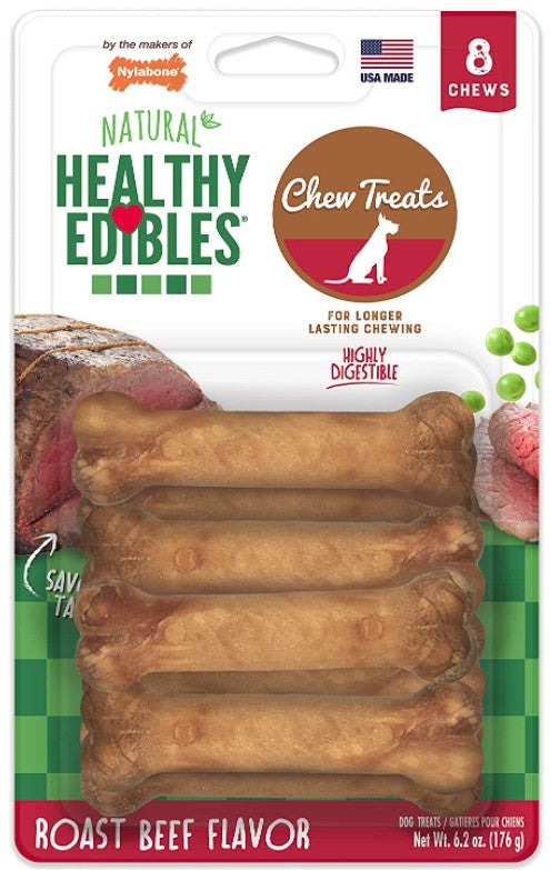 8 count Nylabone Healthy Edibles Chews Roast Beef Petite