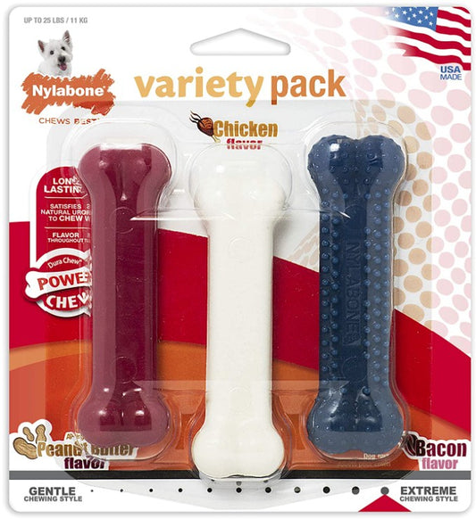 3 count Nylabone Dura Chew Variety Pack