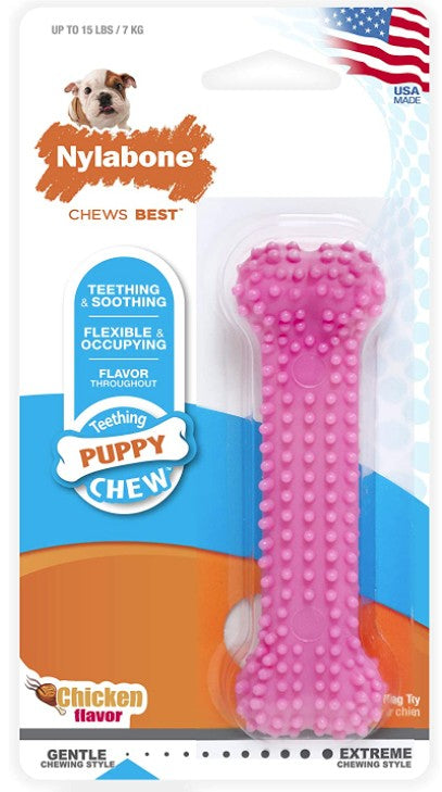 1 count Nylabone Puppy Chew Dental Bone Pink