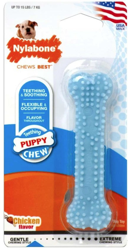 1 count Nylabone Puppy Chew Dental Bone Blue