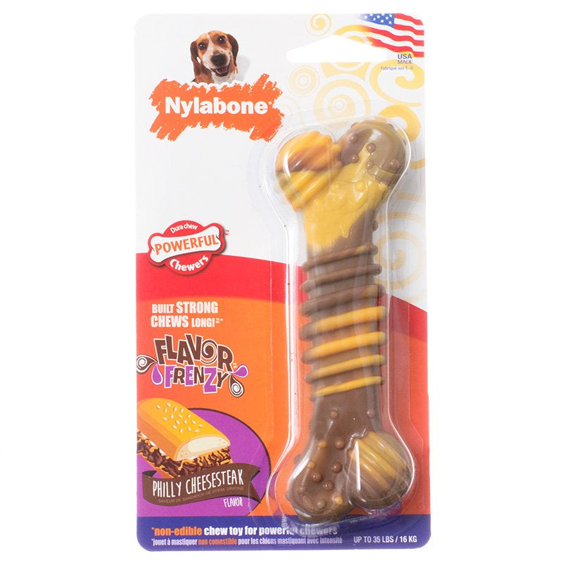 Wolf - 1 count Nylabone Dura Chew Flavor Frenzy Chew Philly Cheesesteak Flavor