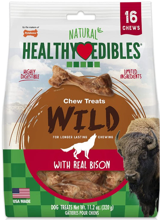 16 count Nylabone Healthy Edibles Natural Wild Bison Chew Treats Small