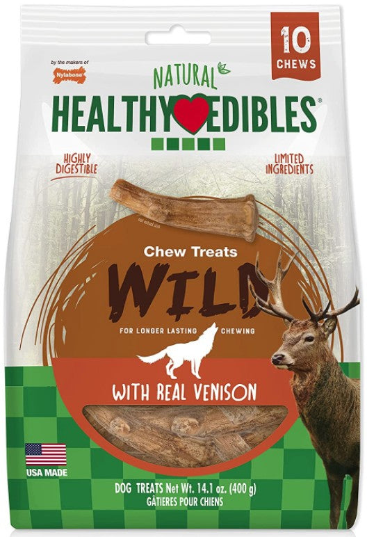 10 count Nylabone Healthy Edibles Wild Antler Chews with Real Venison