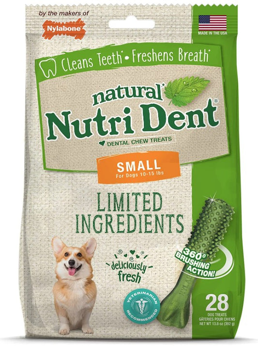 28 count Nylabone Natural Nutri Dent Fresh Breath Limited Ingredients Small Dental Dog Chews