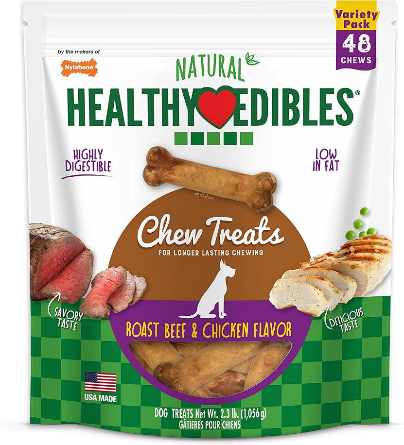 48 count Nylabone Healthy Edibles Chews Roast Beef and Chicken Flavor Petite