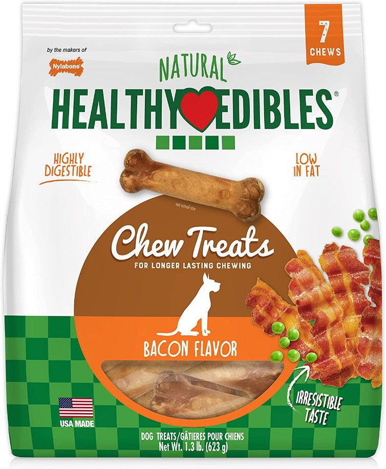 7 count Nylabone Healthy Edibles Chews Bacon Wolf