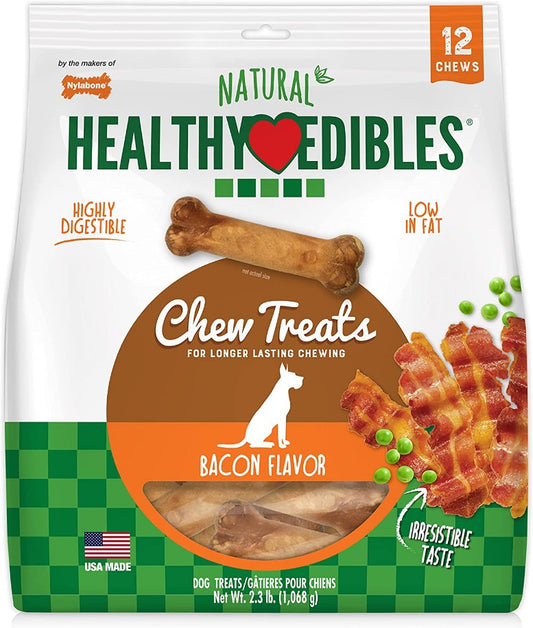 12 count Nylabone Healthy Edibles Chews Bacon Wolf