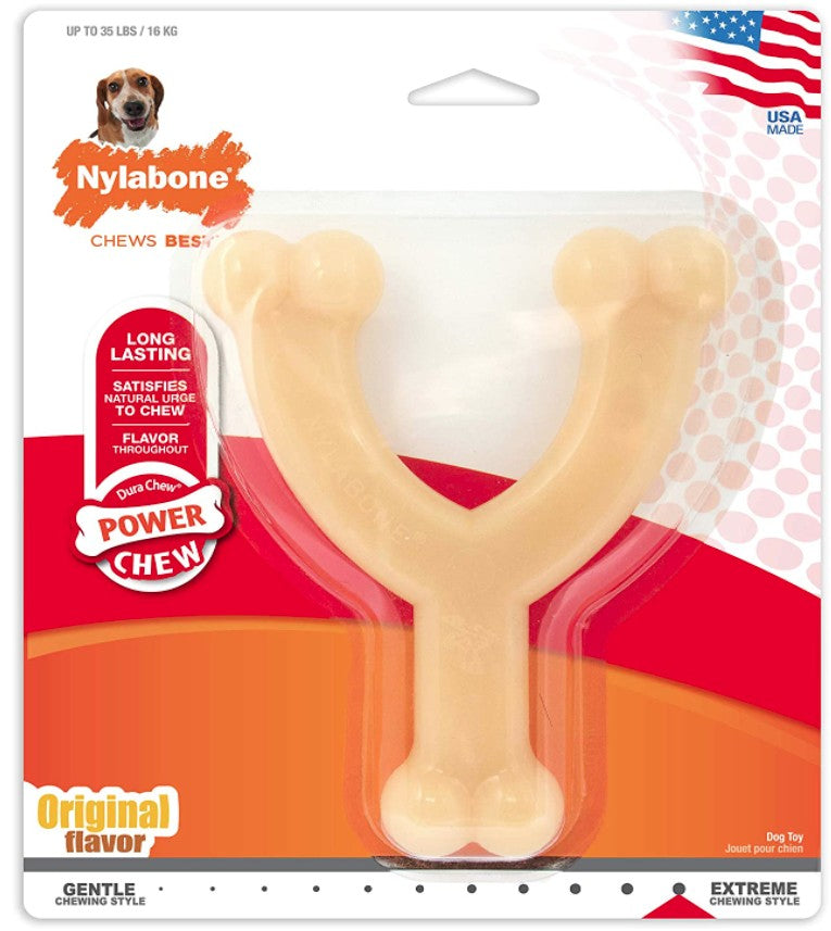 Wolf - 1 count Nylabone Dura Chew Wishbone Original Flavor