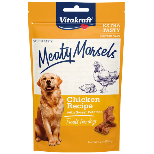 4.2 oz Vitakraft Meaty Morsels Mini Chicken Recipe with Sweet Potato Dog Treat