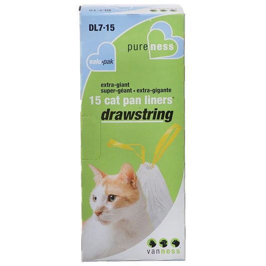 15 count Van Ness PureNess Drawstring Cat Pan Liners Extra Giant