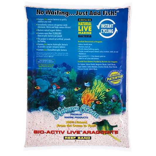 20 lb Natures Ocean Bio-Activ Live Aragonite Reef Sand Samoa Pink