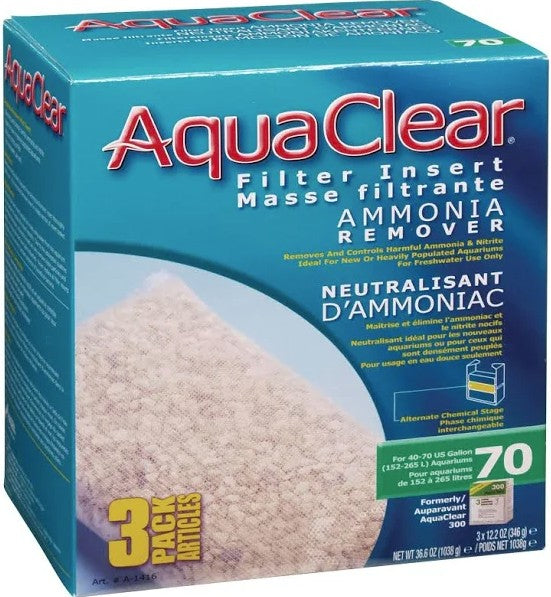 70 gallon - 3 count AquaClear Filter Insert Ammonia Remover