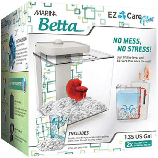 White - 1 count Marina Betta EZ Care Plus Aquarium Kit 1.35 Gallons