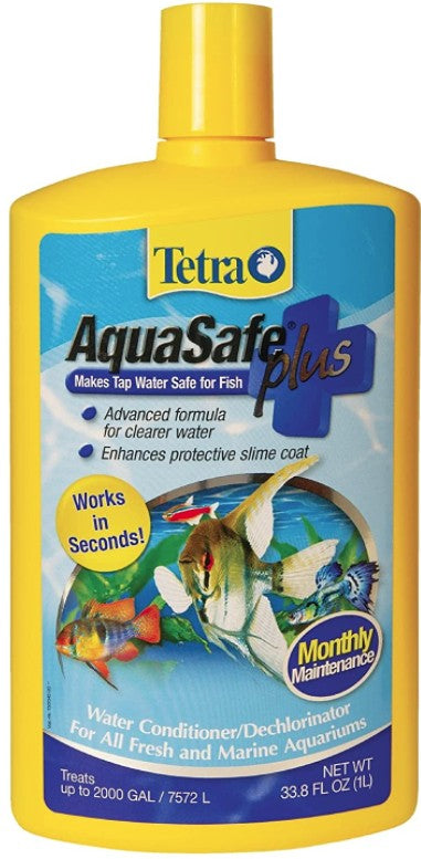 33.8 oz Tetra AquaSafe Plus Water Conditioner Makes Tap Water Safe for Fish