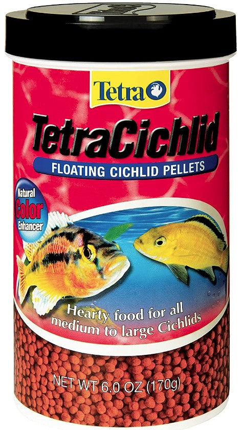 6 oz Tetra TetraCichlid Floating Cichlid Pellets with Natural Color Enhancers for Medium and Large Cichlids