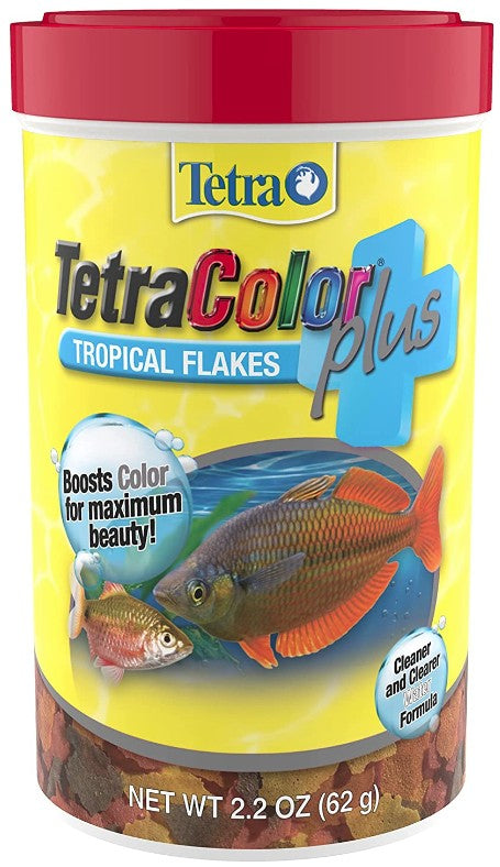 2.2 oz Tetra TetraColor Plus Tropical Flakes Fish Food Boosts Color for Maximum Beauty