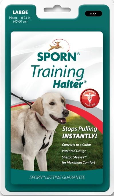 Large - 1 count Sporn Original Training Halter for Dogs Black