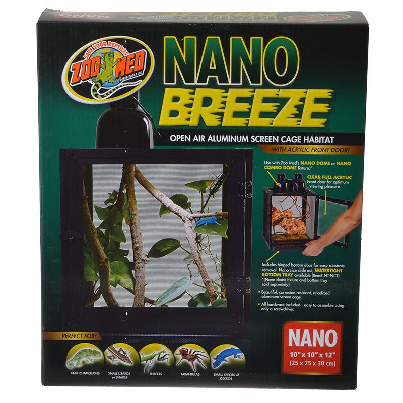 1 count Zoo Med Nano Breeze Open Air Aluminum Screen Cage Habitat for Reptiles, and Insects