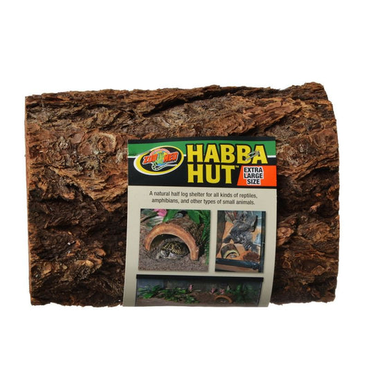 X-Large - 1 count Zoo Med Habba Hut Natural Half Log Shelter for Reptiles, Amphibians, and Small Animals