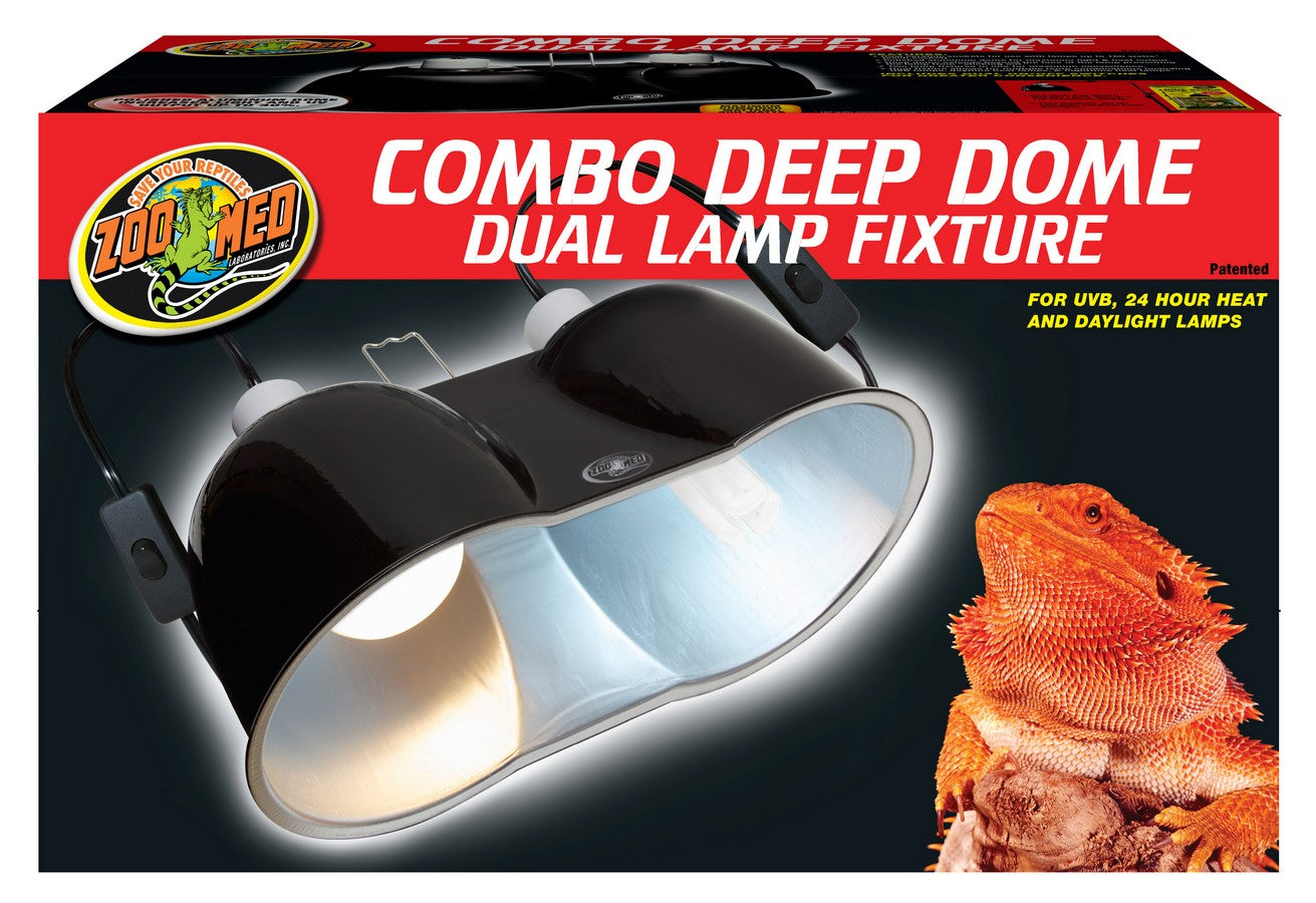 1 count Zoo Med Combo Deep Dome Dual Lamp Fixture