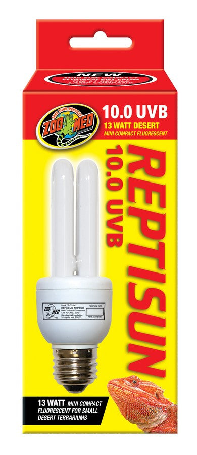 13 watt Zoo Med ReptiSun 10.0 UVB Mini Compact Fluorescent Bulb