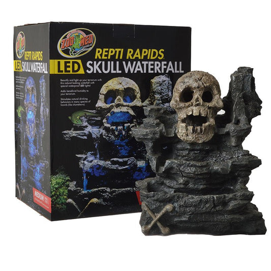 Medium - 1 count Zoo Med Repti Rapids LED Skull Waterfall