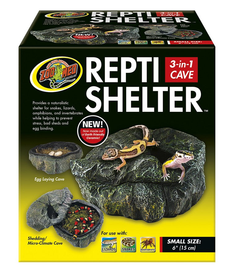 Small - 1 count Zoo Med Repti Shelter 3 in 1 Cave for Reptiles