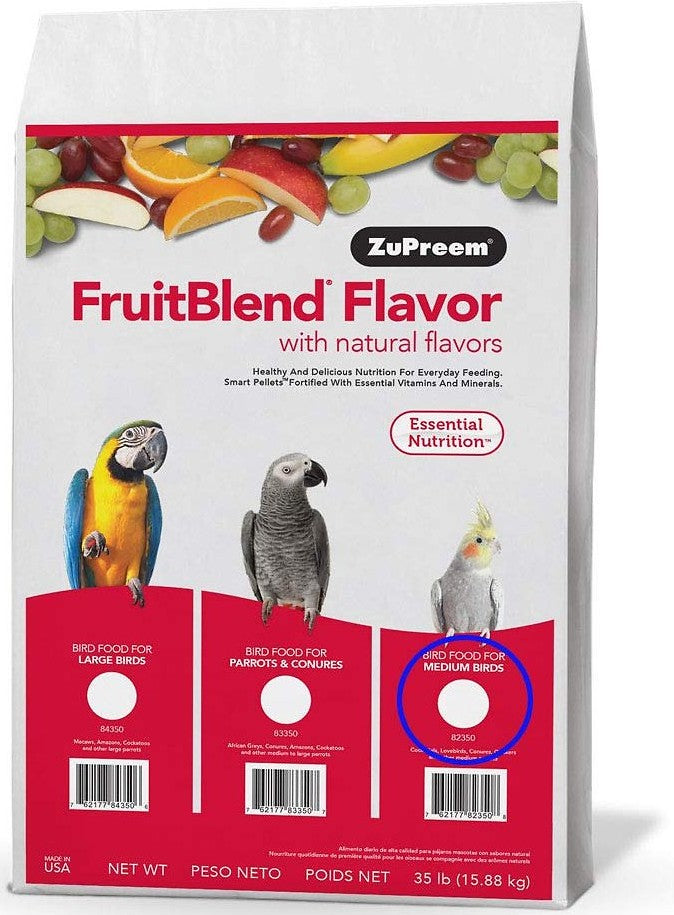 35 lb ZuPreem FruitBlend Flavor with Natural Flavors Bird Food for Medium Birds