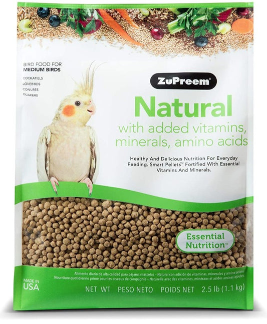 2.5 lb ZuPreem Natural with Added Vitamins, Minerals, Amino Acids Bird Food for Medium Birds