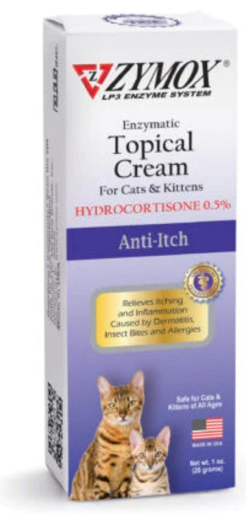 1 oz Zymox Enzymatic Anti-Itch Topical Cream for Cats & Kittens with Hydrocortisone